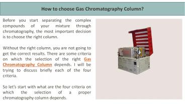 How to choose Gas Chromatography Column?