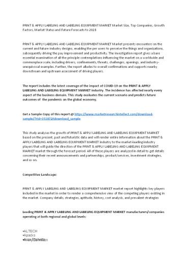 Print & Apply Labeling and Labeling Equipment Market