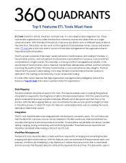 Top 5 Features ETL Tools Must Have