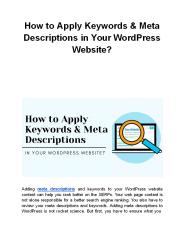 How to Apply Keywords & Meta Descriptions in Your WordPress Website?