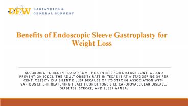 What is Endoscopic Sleeve Gastroplasty?