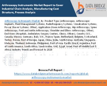 Arthroscopy Instruments Market Report to Cover Industrial Chain Analysis, Manufacturing Cost Structure, Process Analysis
