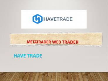Metatrader Web Trader