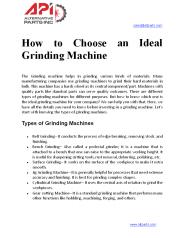 How to Choose an Ideal Grinding Machine