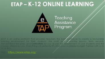 eTAP - K-12 Online Learning