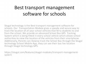 Best transport management software for schools