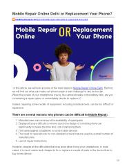 Mobile Repair Online Delhi or Replacement Your Phone?