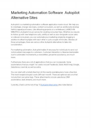 Marketing Automation Software  Autopilot Alternative Sites