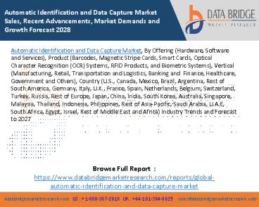 Automatic Identification and Data Capture Market Sales, Recent ...
