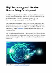 High Technology and likewise Human Being Development