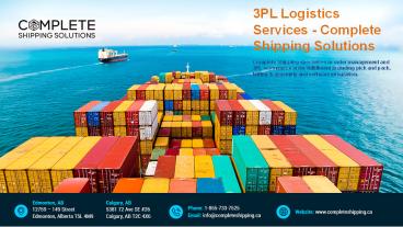 3PL Logistics Services - Complete Shipping Solutions