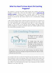 What You Need To Know about Life Coaching Programs?