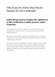 Why Does Online Store Require SSL Certificate