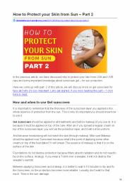 How to Protect your Skin from Sun – Part 2