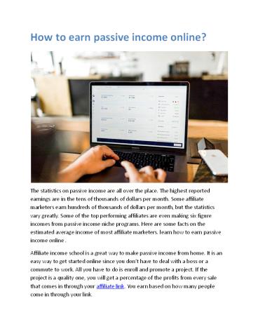 How to earn passive income online ?