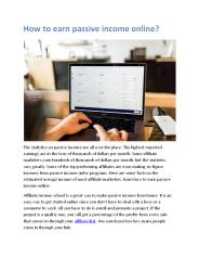 How to earn passive income online ?