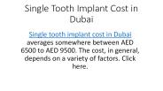 Single Tooth Implant Cost in Dubai