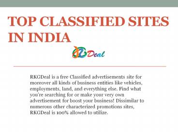 Classified Websites List in India | RKGDeal