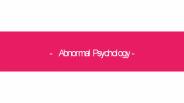 Abnormal Psychology
