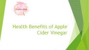 Health Benefits of Apple Cider Vinegar
