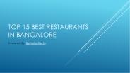 Top 15 Best Restaurants in Bangalore