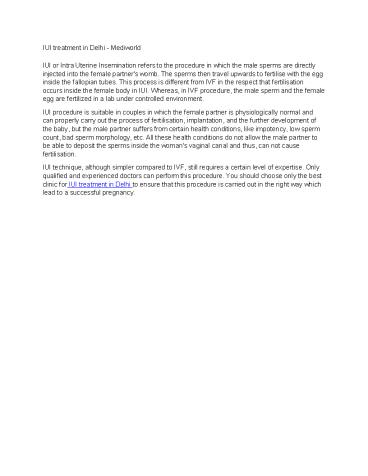 IUI treatment in Delhi - Mediworld