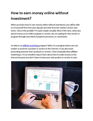 How to earn money online without Investment ?