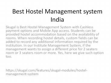 Best Hostel Management system India