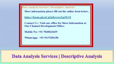 Data Analysis Services | Descriptive Analysis In Mumbai