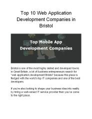 Top 10 Web Application Development Companies in Bristol
