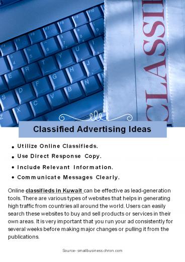 Classified Advertising Ideas