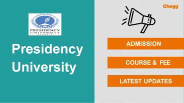 Presidency University PU Bangalore