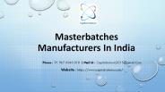 Masterbatches Manufacturers In India
