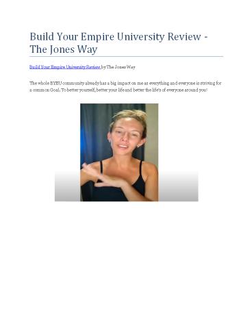 Build Your Empire University Review — The Jones Way