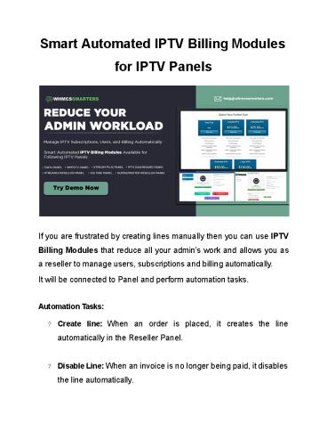 IPTV Billing Module Available for Various IPTV Panels