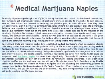 How is Medical Marijuana Naples Helping Terminally ill Patients