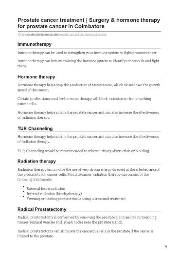 Prostate Treatment In Coimbatore-Prostate Hospital In Coimbatore