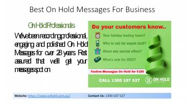 On Hold Messages for Business