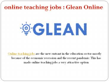 Online teaching jobs 2021