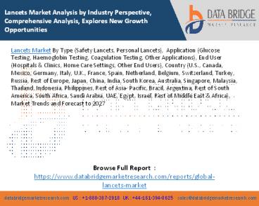 Lancets Market Analysis by Industry Perspective, Comprehensive Analysis, Explores New Growth Opportunities