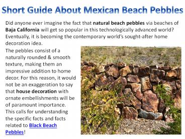 Short Guide About Mexican Beach Pebbles
