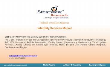 Infertility Services Market, Dynamics, Market Analysis