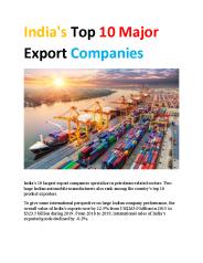 India's Top 10 Major Export Companies