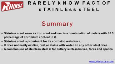 Rarely known facts about stainless steel