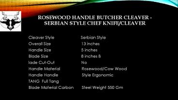 Rosewood Handle Butcher Cleaver - Serbian Style Chef Knife/Cleaver