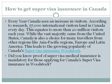 How to get super visa insurance in Canada