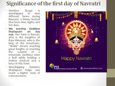 significance of the first day of Navratri