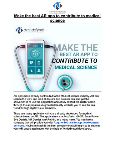 Make the best AR app to contribute to medical science