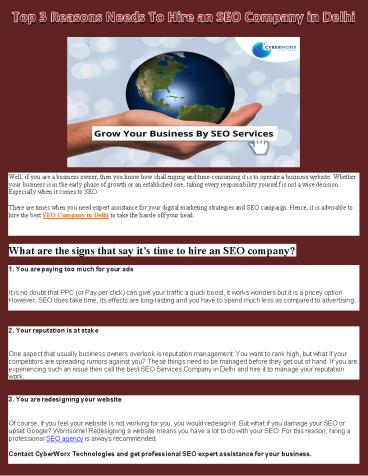 Top 3 Reasons Needs to Hire an SEO Company in Delhi