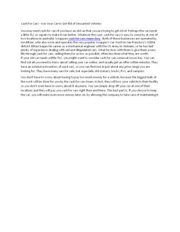 Cash For Cars Rowes Bay